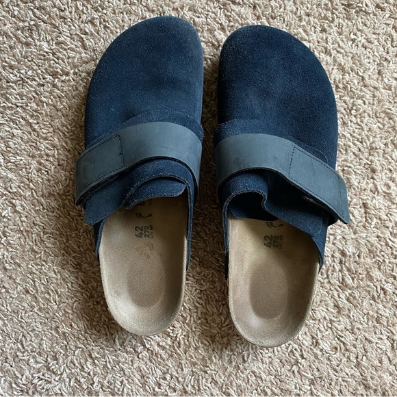 Birkenstock Nagoya Navy Suede Clogs - Picture 3 of 7
